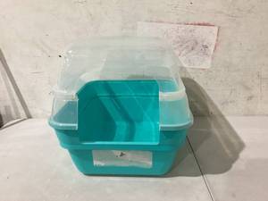 lot 429 image: Large Cat Litter Box, Color Teal, Jumbo Hooded, 16 x 12 x 18