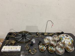lot 218 image: Stained Glass Chandelier