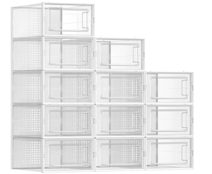 lot 305 image: SONGMICS Shoe Boxes, Pack of 12 Shoe Storage Organizers