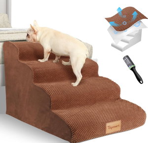 lot 313 image: Topmart Dog Stairs for Small Dogs,4-Step,Foam Dog Steps