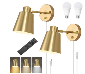 lot 316 image: Plug in Wall Sconces with Remote Control
