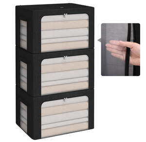 lot 325 image: 3 Pack Clothes Storage Bins 19.7L x 15.7W x 12.6H, Black
