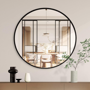 lot 430 image: 28 inch Round Mirror with Matte Black Aluminum Frame