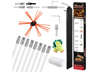 lot 441 image: 26 Feet Chimney Sweep Kit, Chrome Button Locking System, Chimney Cleaning Kit