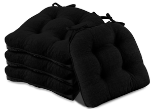 lot 443 image: Chair Cushions for Dining Chairs 4 Pack, 15.5 x 15.5 inches (Black)