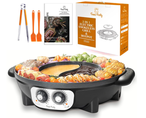 lot 29 image: 2 in 1 Electric Smokeless Grill and Hot Pot