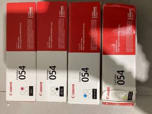 lot 350 image: Canon Genuine Toner, Cartridge 054 Magenta, Black, Cyan, Yelllow