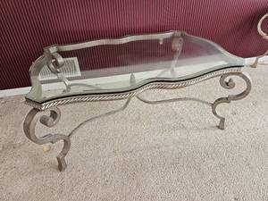 Steel Brushed Finish Cocktail Table with French Styling