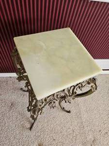 French Victorian Brass Pedestal with Marble Top