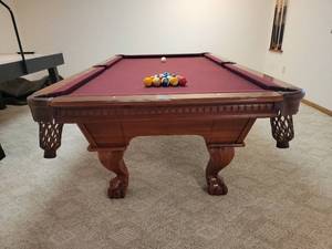 Venice Billiards 8 Slate Pool Table - Red Felt