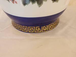 Vibrant Fine Chinese Painted Ceramic Floral Vase - Cobalt  White  Red