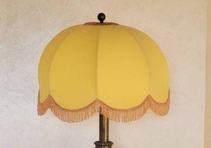 Warm Wood Vase Table Lamp with Hollywood Regency Shade