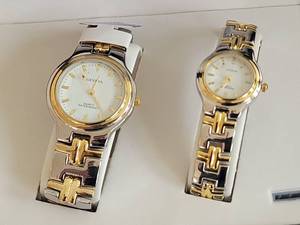 Geneva Quartz Fashion Watches -  His & Hers -  Silver  Gold Accent