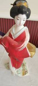 Plaster Japanese Dancing Geisha Statuette