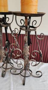 Scrollwork Pillar Candlesticks, pair