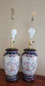 Romantic Floral Garland Ginger Jar Lamp, pair