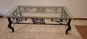 Ornate Glass Topped Patio Cocktail Table