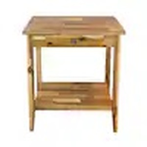 lot 13 image: (2) Solid Acacia Wood 22 in. Natural End Table