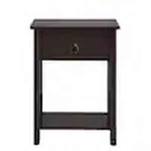 lot 18 image: HOMESTOCK 12 in. Espresso Rectangle Wood End Table with Drawer and Shelf Solid Narrow Side Table For Bedroom Ideal for Small Space