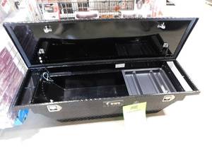 lot 35 image: Black Single Lid Low Profile Aluminum Toolbox with Beveled Insulated Lid
