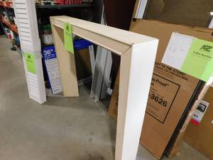 lot 43 image: Storied Home 60 in. L x 48 in. H Modern Mantel, Distressed Cream