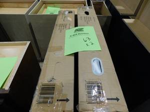 lot 63 image: Avondale  Ready to Assemble Plywood Shaker Base Kitchen Cabinet in Dove Gray lot of 2