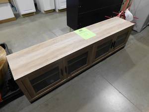 lot 83 image: Coaster Home Furnishings Sachin Antique Pine Rectangular TV Stand Fits TVs up to 85 in. with Glass Doors