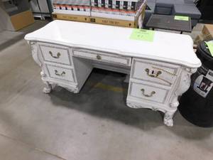 lot 97 image: Acme Furniture Dresden II Bone White Finish Makeup Vanity