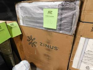 lot 110 image: Zinus 4 in. Profile Queen White Metal Box Spring.
