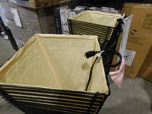 lot 115 image: (2) Adesso Stix Black Cane 50 in. BlackBeige Floor Lantern