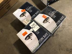 Lot of 3 Hampton Bay Manor 13 in. Matte Black Round Flush Mount, Industrial Ceiling Light with Clear Glass Shade    Customer Returns See Pictures