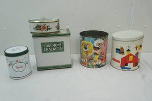 lot 35 image: Vareity of Tins, Edgemont Crackers, Treats and more