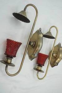 lot 47 image: Vintage Wall hanging Sconses