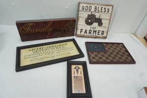 lot 52 image: Home Decor God Bless the Farmer,  Family The Measure of Love is to Love without measure and more plagues