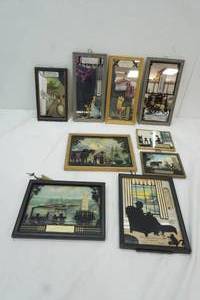 lot 89 image: Variety of Small Pictures, 2 vintage Farmers Grain & Mercantile Co. Picutres with thermometer
