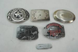 lot 110 image: 5 different Belt Buckles