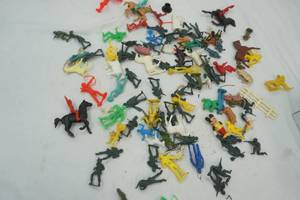 lot 127 image: Variety of Plastic Figures, Army, Native, Cows, horses and more