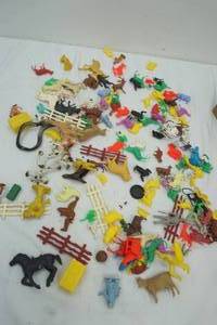 lot 128 image: Variety of Plastic Figures, Army, Native, Cows, horses and more