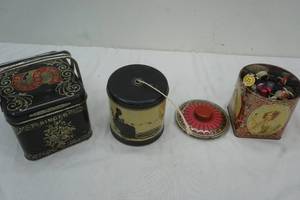 lot 133 image: 3 Tin Containers & 1 Tin filled with Buttons