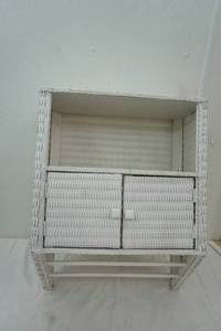 lot 202 image: White Wicker Cabinet with Towel Holder