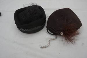 lot 257 image: Vintage Ladies Hats, Brown Velvet Hat, & Black Velvet Hat