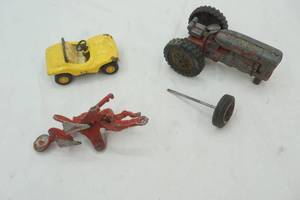 lot 317 image: Antique tractor and implement, cast iron and Tonka dune buggy
