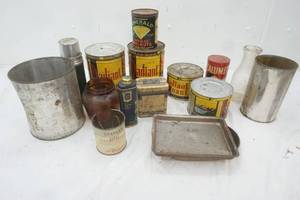 lot 412 image: Vintage Tins, bottles