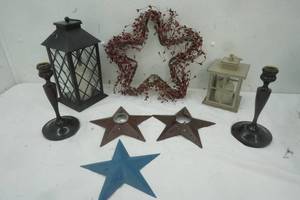 lot 165 image: Home Decor Battery Lanterns, star tea light holders, candle sticks, and more