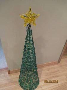 lot 11 image: Wire framed and jeweled light up Christmas tree approximately 48 tall