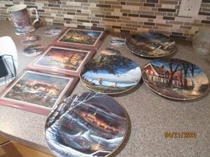 lot 35 image: Assortment of Terry Redlin decorative painted Wall plates, ornaments, trivets and ceramic mug