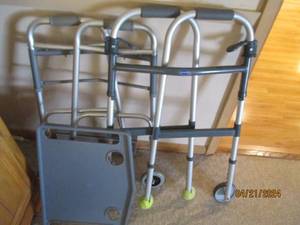 lot 45 image: Pair of medical walking aids and tray