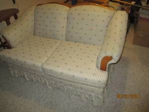 lot 73 image: Cream color two cushion love seat...