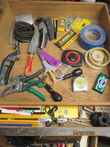 lot 118 image: Collection of garden cutting supplies, replacement blades, measuring tapes, files and more