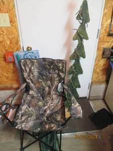 lot 164 image: Outdoor rug, camping chair and lighted wood tree decor